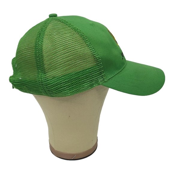 John Deere Mesh Adjustable Strapback Cap Trucker Farmer Hat Logo Patch Green - Picture 7 of 12